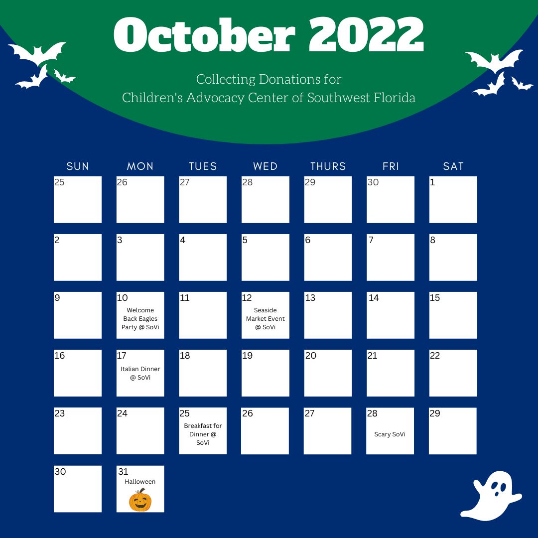 Refer to this calendar for our special events this month🎃