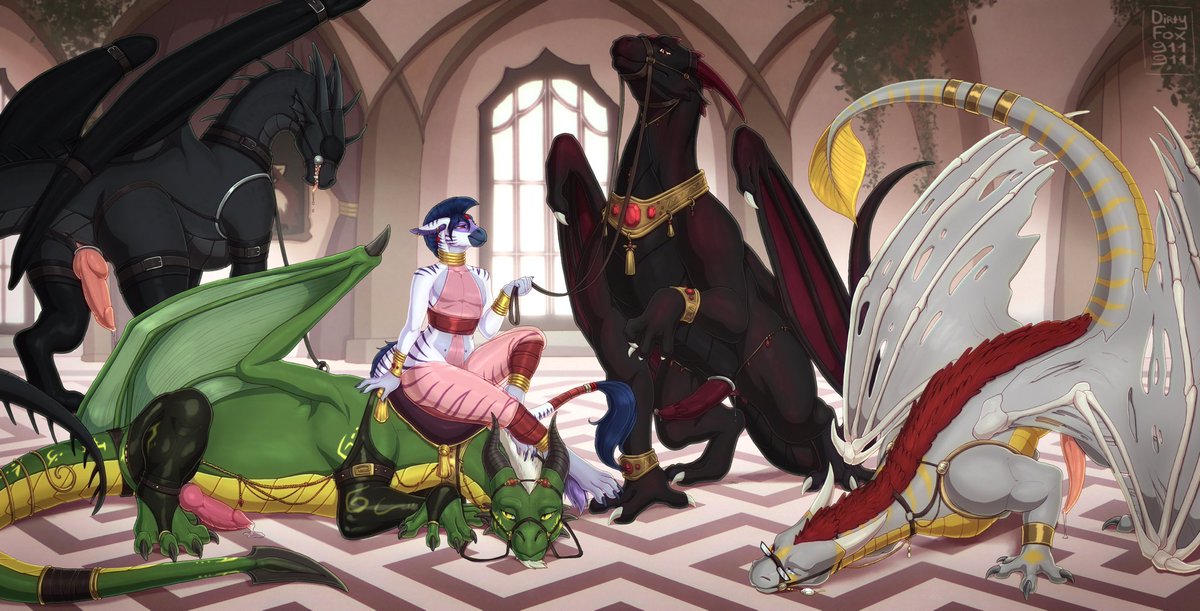 Royal pets

YCH commission for  
blackdragonepic - Righin - Shinigamisquirrel - Turmalon - dragonfireZero 
(FurAffinity)

#nsfw #furry #dragon #scalie