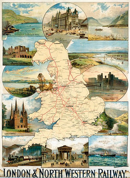 An early 20th Century #LNWR #Railway #Poster depicting the companies route map of #England & #Wales.... #WalesRail #RailwayPosters @RailwayCentral