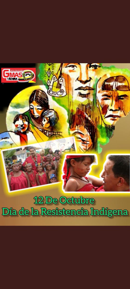 #12Octubre El Día de la Resistencia Indígena, el día en que comenzó el más cruel derramamiento de sangre de nuestros pobladores nativos, que fueron víctimas de la violencia de los colonizadores españoles desde hace  525 años y por más de tres siglos. #ClapTachiraProductivo