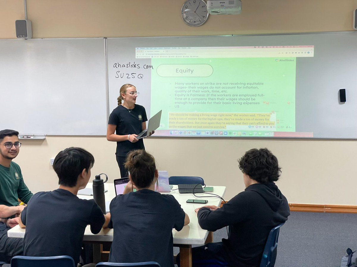 joshsilvacs's tweet photo. My students at #acsabudhabi outshined me once again! This time in #ibecon my lone SL student conducted a masterful lesson on labor unions and the recent USA strikes using #ahaslides (who knew about this?) combining best of #kahoot and a slideshow. #acslearns https://t.co/NS3yuPCwjO
