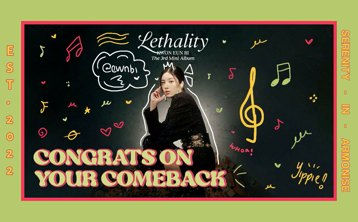 ofArmonise's tweet photo. Congratulations on your comeback, Eunbi! We're so amazed by the song. As expected, you absolutely rocked the concept. Victory awaits you! We're wishing tons of luck for you. Please keep healthy and have enough rest during the promotion. https://t.co/811nI8NQ9o