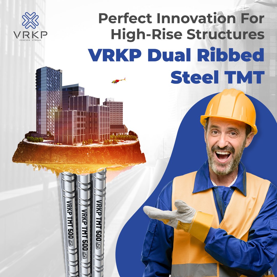 VRKP_Steel's tweet photo. When you innovate to improve, you make a signature product. Enjoy the innovation of VRKP Steel with its Dual Ribbed TMT bars.

Check out https://t.co/uBiZ9B0bw1 to know more.
#SteelCompany #VRKPSteel #VRKP #SteelManufacturer #ForeverStrong #SteelCompany #TMTBars #SteelTMTBars https://t.co/FC7k2eKMAY