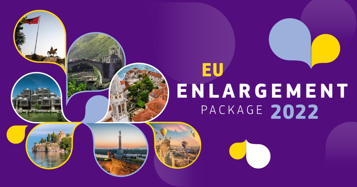 Today, the @EU_Commission adopted its 🇪🇺#EU Enlargement Package 2022, providing a detailed assessment of the state of play & the progress made by the 🇦🇱🇧🇦🇽🇰🇲🇪🇲🇰🇷🇸#WesternBalkans & 🇹🇷#Türkiye on their respective paths towards the 🇪🇺#EU. More info 👉 europa.eu/!NKdQGQ