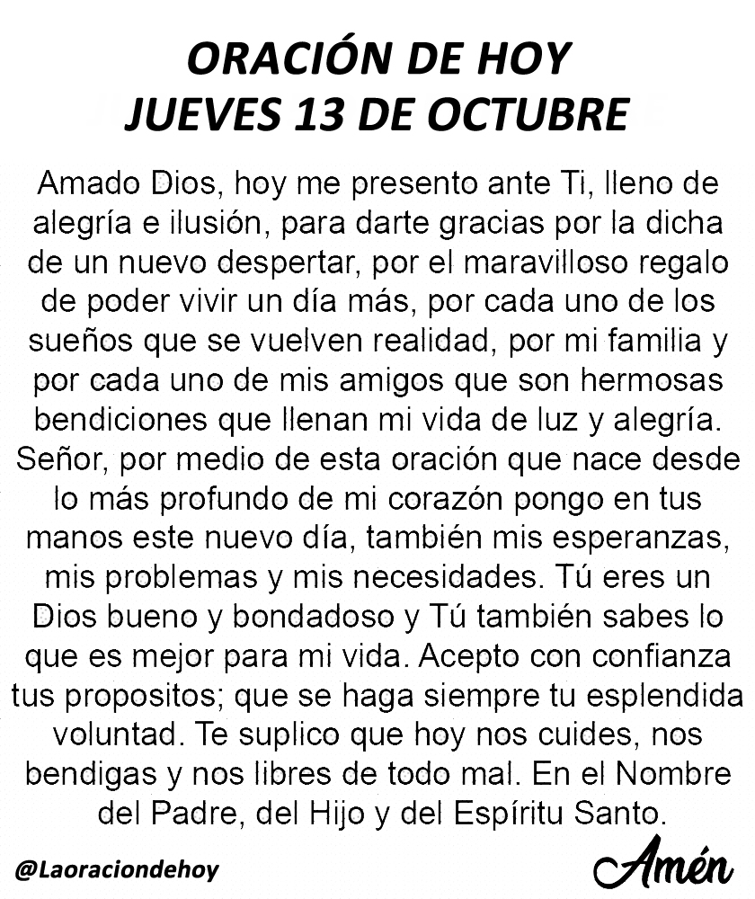 laoraciondehoy's tweet photo. Oración diaria para hoy jueves 13 de octubre https://t.co/9HaAtqoOBA