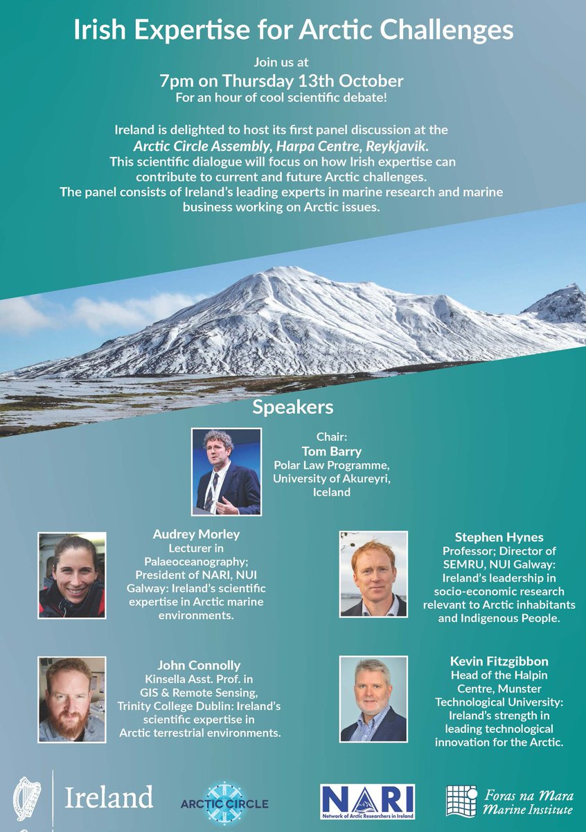 Network of Arctic Researchers in Ireland (NARI) (@nari_arctic) on Twitter photo Our expert panel is joining the global research community at the #ArcticAssembly2022 in Reykjavík.
<a href="/MorPalaeo/">Audrey Morley</a>
<a href="/mapalljohn/">Mapalljohn</a>
<a href="/famaire/">Stephen Hynes</a>
<a href="/KevinFitzgibb12/">Kevin Fitzgibbon</a>
Discussing 'Irish Expertise for Arctic Challenges'. Join us for an hour of exciting scientific dialogue!
#IrishArcticResearch Our expert panel is joining the global research community at the #ArcticAssembly2022 in Reykjavík.
<a href="/MorPalaeo/">Audrey Morley</a>
<a href="/mapalljohn/">Mapalljohn</a>
<a href="/famaire/">Stephen Hynes</a>
<a href="/KevinFitzgibb12/">Kevin Fitzgibbon</a>
Discussing 'Irish Expertise for Arctic Challenges'. Join us for an hour of exciting scientific dialogue!
#IrishArcticResearch