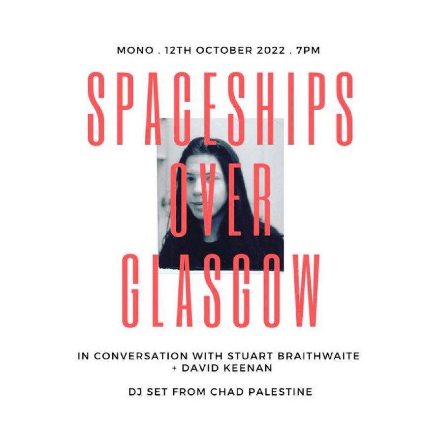 Psyched to be hosting tonight’s SOLD OUT @WhiteRabbitBks book launch @Monorail_Music for @plasmatron’s fantastic new memoir Spaceships Over Glasgow. Doors 7pm, me and Stuart in conversation from 8pm, then a DJ set from @Astrowolf81 - can’t wait to celebrate with everyone!