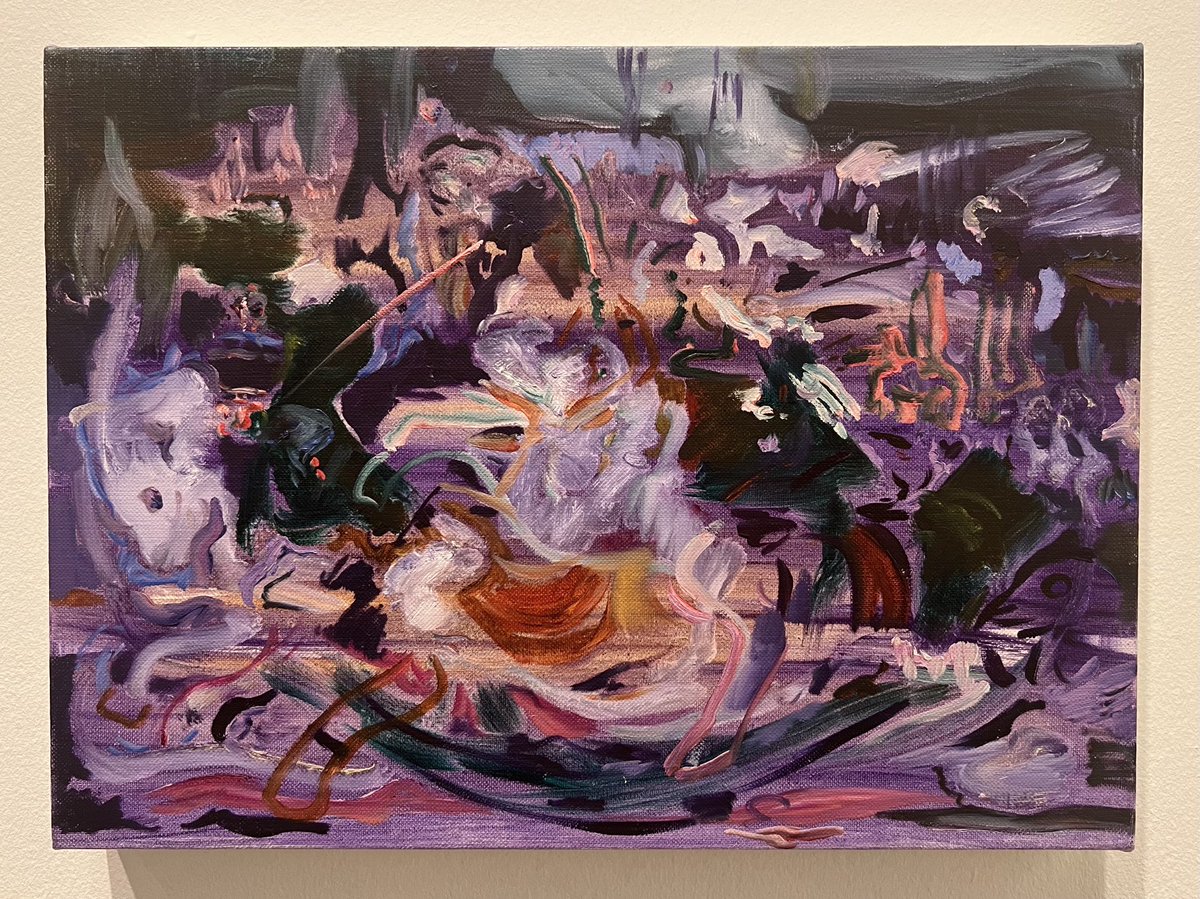JamesCahill's tweet photo. Blue day / violet night - paintings by Cecily Brown @ThomasDaneLDN #StudioPictures https://t.co/eDTjmhQMje