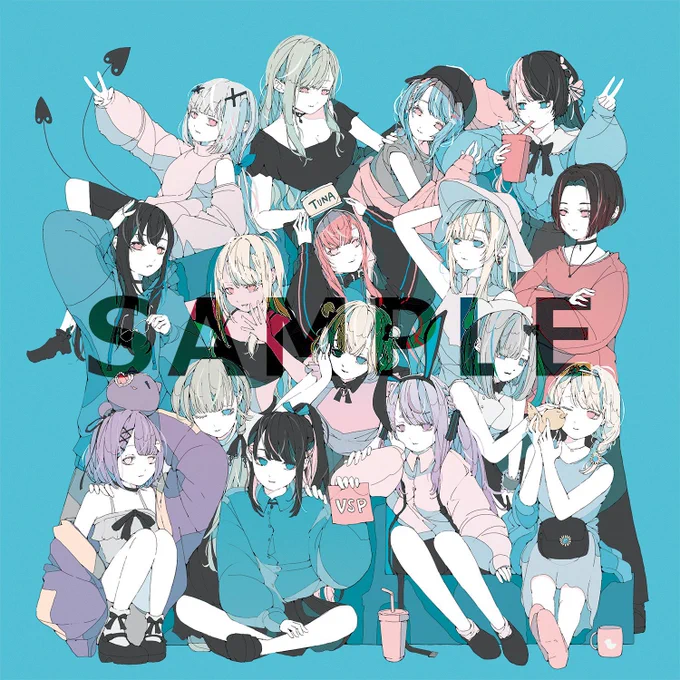 ぶいすぽっ!オリジナルパーカーのイラスト描かせて頂きました前回のイラストに新メンバーの白波らむねさんを追加したものになります、是非是非よろよろよろしくお願い致します 