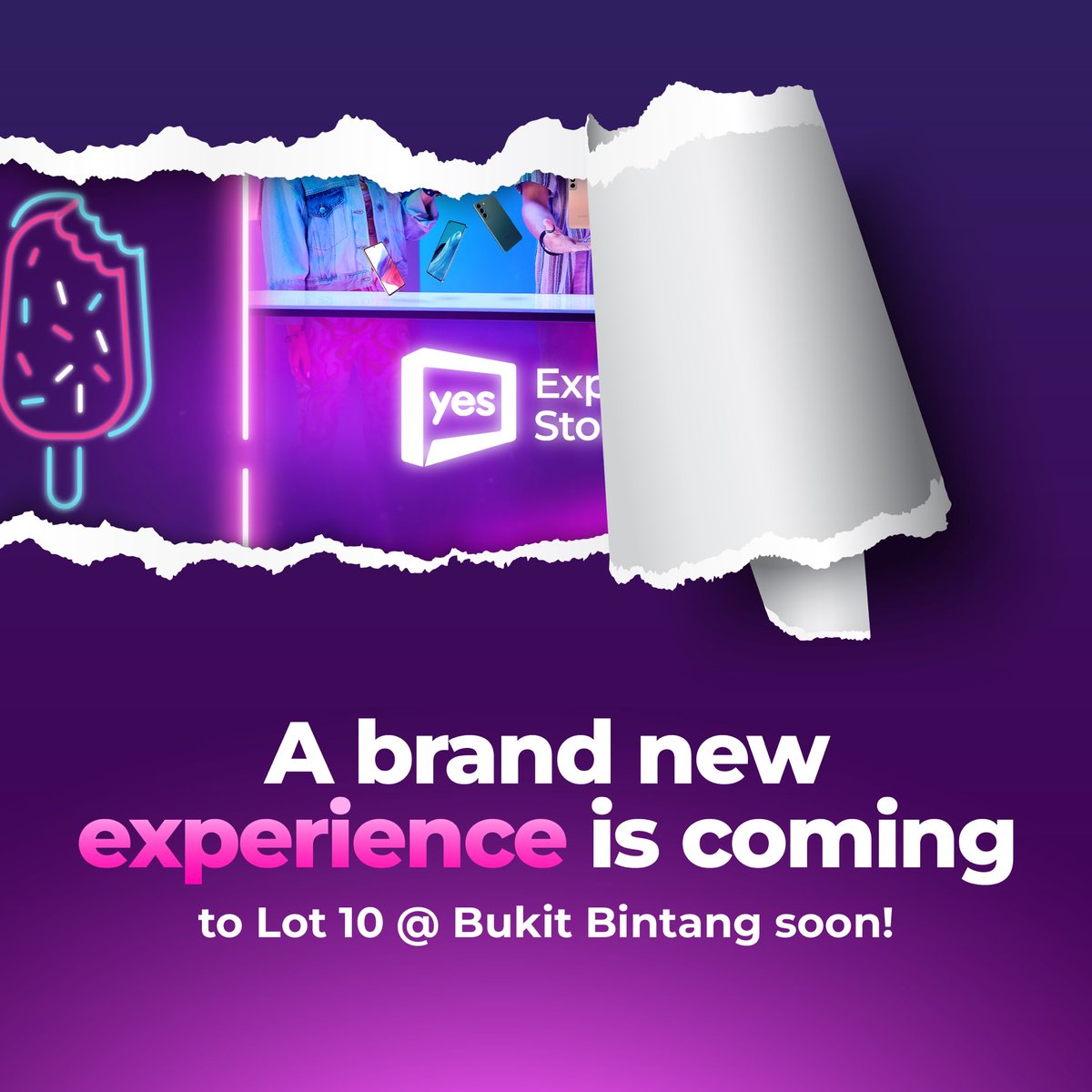 Yes_Telco's tweet photo. We have a brand-new store experience for you at Lot 10@Bukit Bintang where you can get FREE goodies which will be revealed tomorrow!​

#Yes #Yes5G #SwitchTo5G https://t.co/LSJKD1RUUo