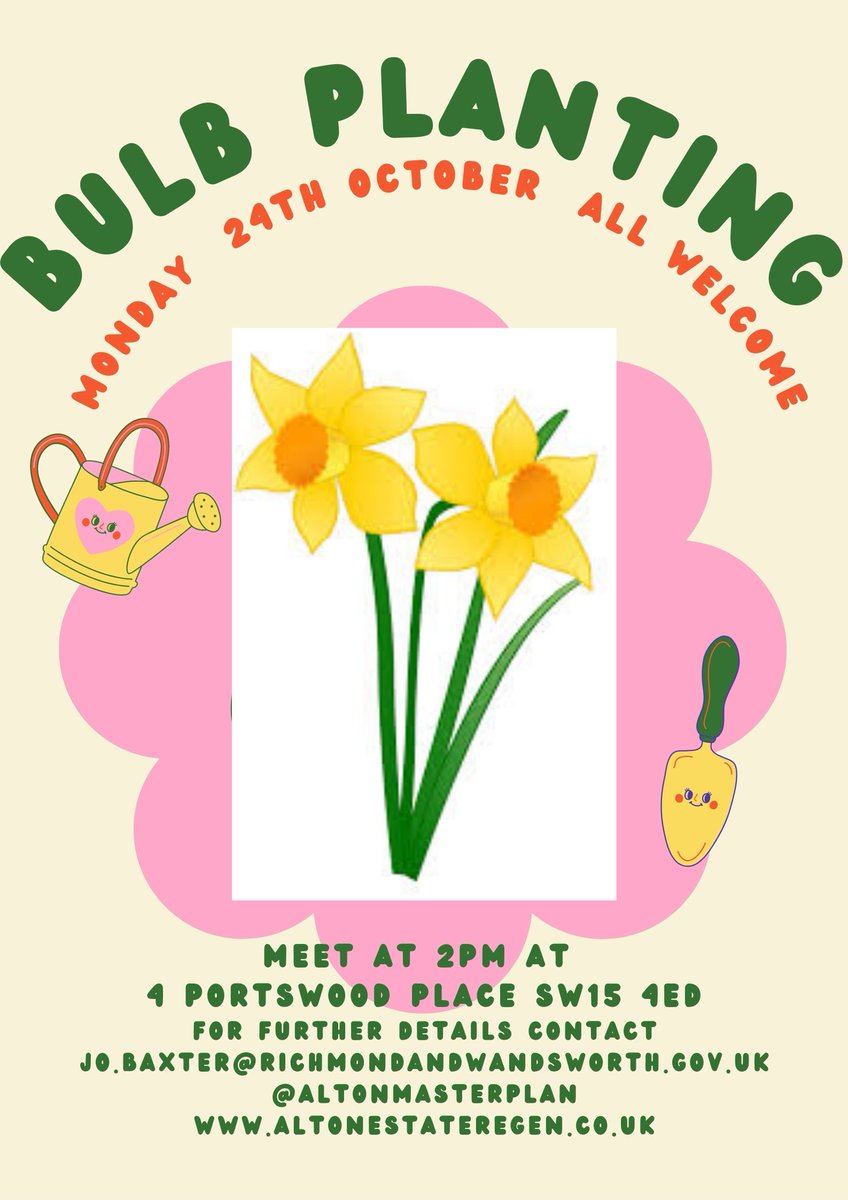 AltonRenewal's tweet photo. 78% of families surveyed said they enjoyed planting activities. Join us and the @PutneyRotary on Monday 24th October. Meet at 2pm at 4 Portswood Place. All tools provided. @TheAlton @heathmereschool @JewishMosaic @roechurch_sch @sacredheart_roe #FreeHalfTermFun https://t.co/bgJJFLQWEF