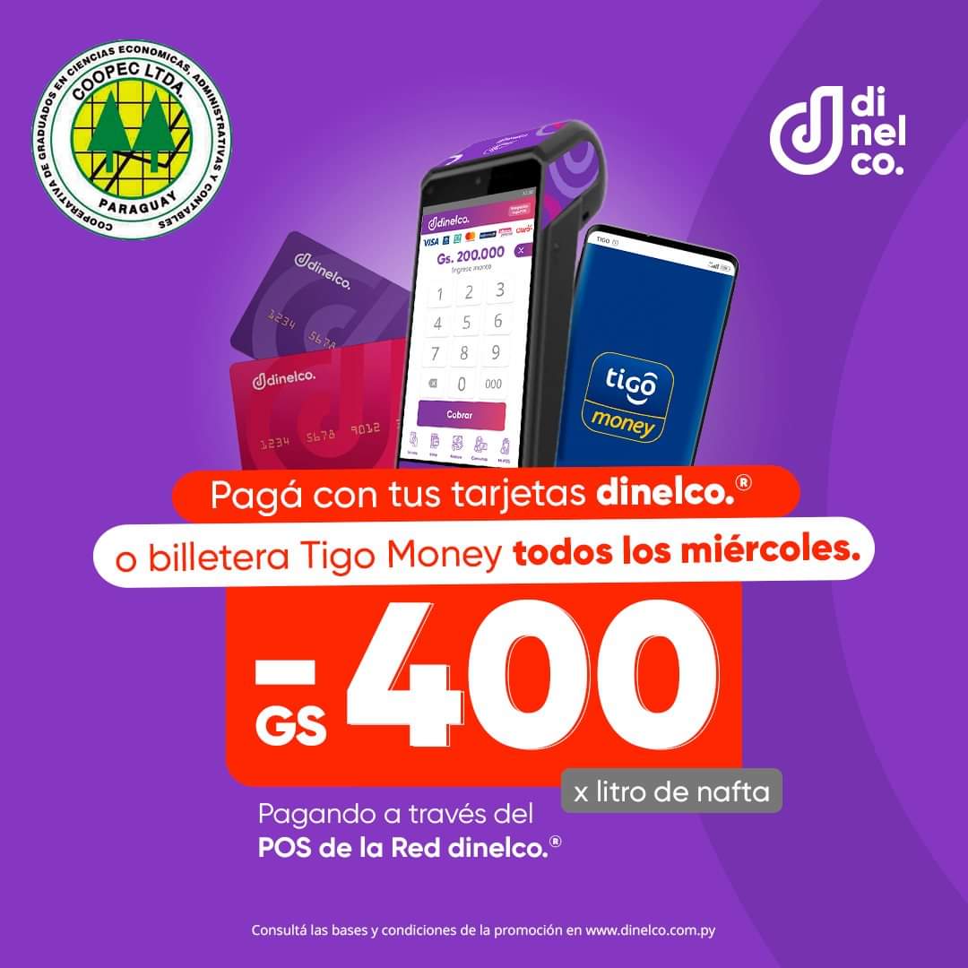 Coopec_Ltda's tweet image. ¡Que bien viene ahorrarse Gs. 400 por litro de nafta!
Pagando con tus tarjetas dinelco de Coopec Ltda en las Estaciones de Servicios Petromax Paraguay ⛽🤩

#Reddinelco #CoopecLtda #Ahorro