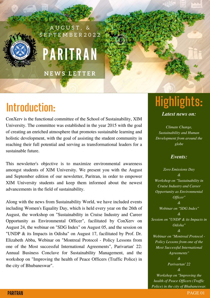 ConXerv's tweet photo. ConXerv presents its Monthly Newsletter "Paritran August and September'22 Edition"

#sustainability #mba #ximuniversity #newsletter
8w https://t.co/H5wE0vUfB1