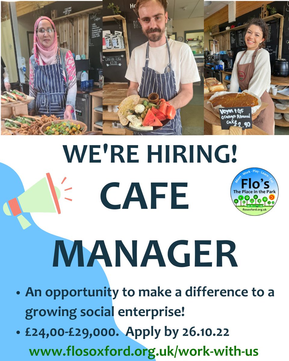 We're hiring! Join our fabulous cafe team flosoxford.org.uk/work-with-us/