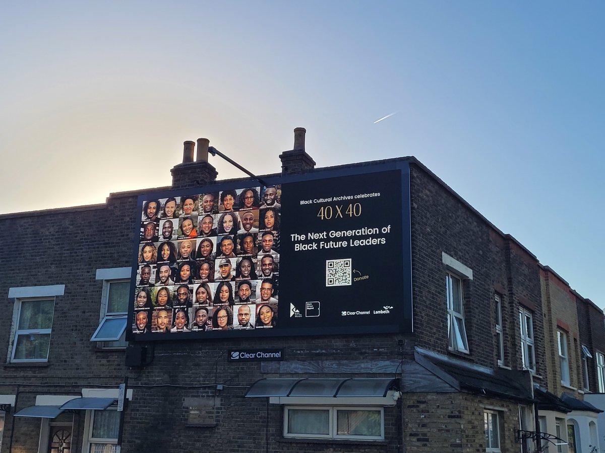 bcaheritage's tweet photo. Look out for BCA Chair’s 40x40 digital poster campaign in your local area! Organised by our chair @yvonnevthompson, hosted by @clearchanneluk
Scan the QR code to donate to @bcaheritge & visit the portrait exhibition at 1 Windrush Square until 22 Oct 2022
#BCAFutures #BlackFutures https://t.co/Hsa6cZKlDO