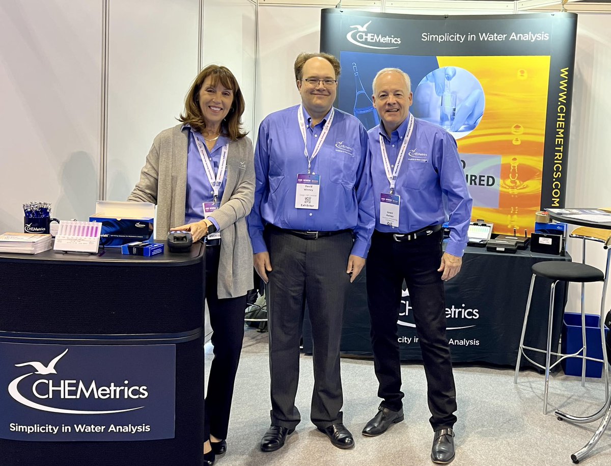 Here is our David Winney with Shirley Ward and Grant Rampy of CHEMetrics at this year's Water, Wastewater &amp; Monitoring (WWEM) show at Telford International Centre. Pop by Stand L4. #water #wasterwater #wwem2022 #CHEMetrics #wateranalysis #watertesting