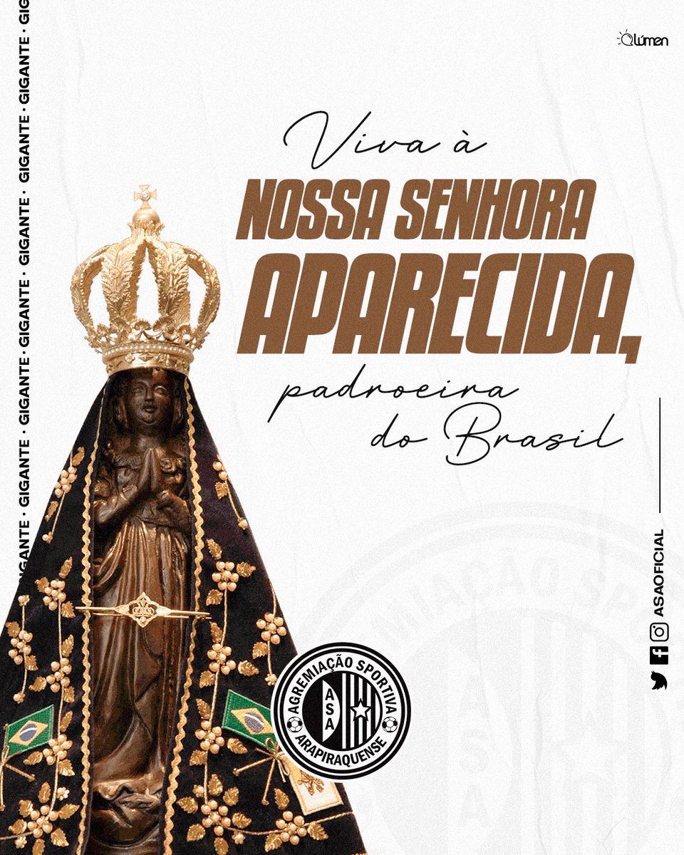 ASAoficial's tweet photo. À nossa santa padroeira, agradecemos e rogamos sempre por uma boa temporada! 🙌🏼⚽

Viva a nossa Senhora Aparecida! 🥰

#SOUASA #Arapiraca #ASAGIGANTE #PadroeiraDoBrasil #NossaSenhoraAparecida https://t.co/kKKUFMd33l