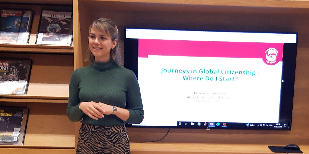 DLR_Libraries's tweet photo. #FestivalOfInclusion Julie Haimlinger from Comhlamh giving a talk in #BlackrockLibrary "Journeys in Global Citizenship"      #DLRLibraries https://t.co/ahXkoFv84e
