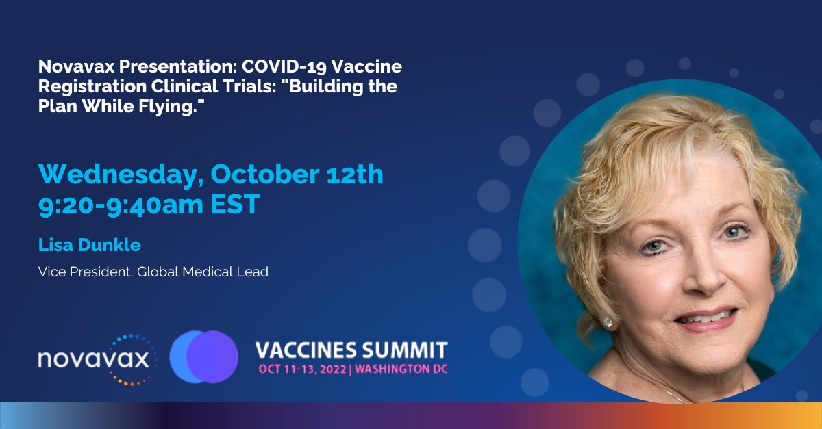 TODAY: Our very own Lisa Dunkle, Vice President of Research, will give a presentation on 'COVID-19 Vaccine Registration Clinical Trials: Building the Plane While Flying' at the 2022 Vaccines Summit. You won't want to miss it!