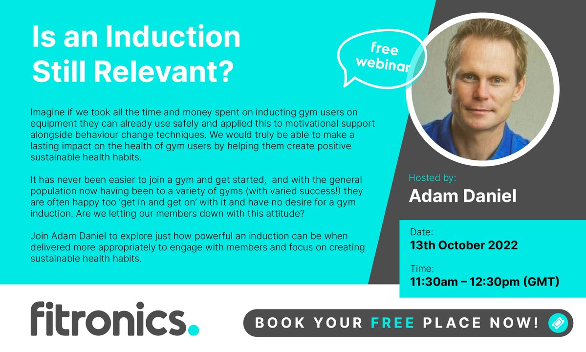 TRPnews's tweet photo. Join Adam Daniel to explore just how powerful a #gym induction can be when delivered more appropriately to engage with members &amp; focus on creating sustainable health habits

Register for our #webinar on Thurs 13 Oct 2022: https://t.co/TiUmAVC6MP

#fitnessindustry #cx #learning https://t.co/pT1NBJtmtE