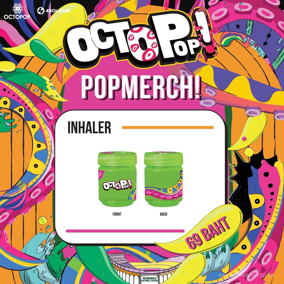 OCTOPOPFEST's tweet photo. POP! in every item with #POPMERCH 💗
 
This is the most POP! event, Pi Meuk got some POP! souvenirs for you! 🐙 Check this out. POP! merchandise, T-shirt, cap, umbrella, tote bag, or tumbler, are waiting for you to be grabbed home.  
 
#หมึกเดือนสิบ #4NOLOGUE https://t.co/dNarcjSiKS