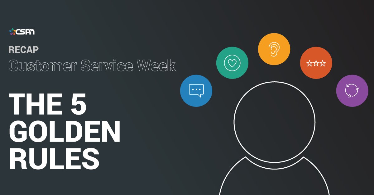 This year, we celebrated customer service week by acknowledging the many customer service golden rules.

Monday - Responsiveness. Tuesday - Value your external and internal customers. Wednesday - Practice active listening. 
Thursday - Embrace feedback.  Friday –  Consistency.