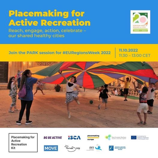 We thank all partners of the Placemaking for Active Recreation Kit project for the inspiring presentations during the #EUregionsweek2022 session! We hope we have inspired more organizations to check and test the approach and tools - park.bgbeactive.org