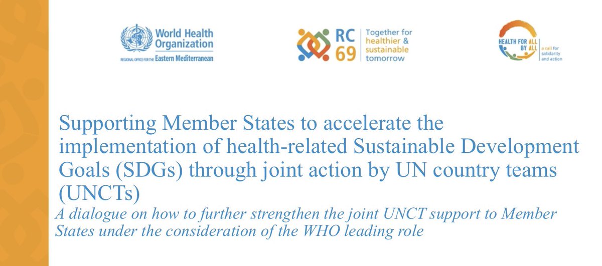 NasherJamal's tweet photo. Happening now: WHO Regional Committee meetings, panel discussion: Supporting progress towards the health-related SDGs #RC69 https://t.co/MbZEPLyTUE