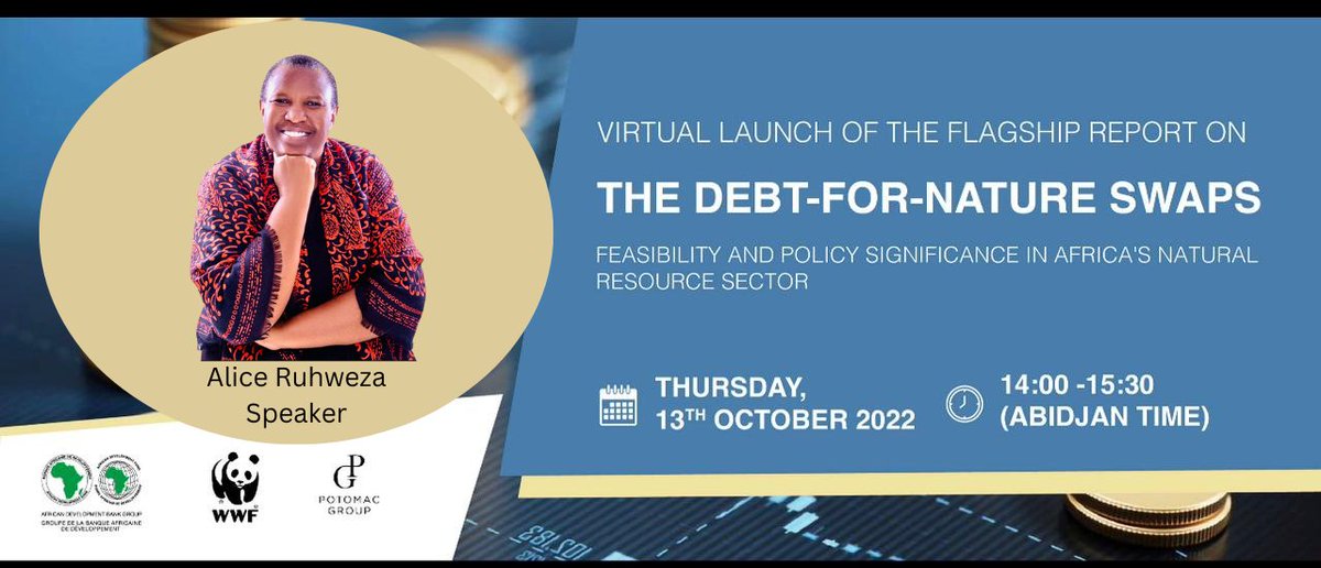 WWF_Africa's tweet image. We are delighted to announce the virtual launch of a flagship report on the Debt-For-Nature Swaps with the @AfDB_Group  and Potomac Group, where WWF Africa Region Director @aruhweza will be speaking.
Register: afdb.zoom.us/webinar/regist…