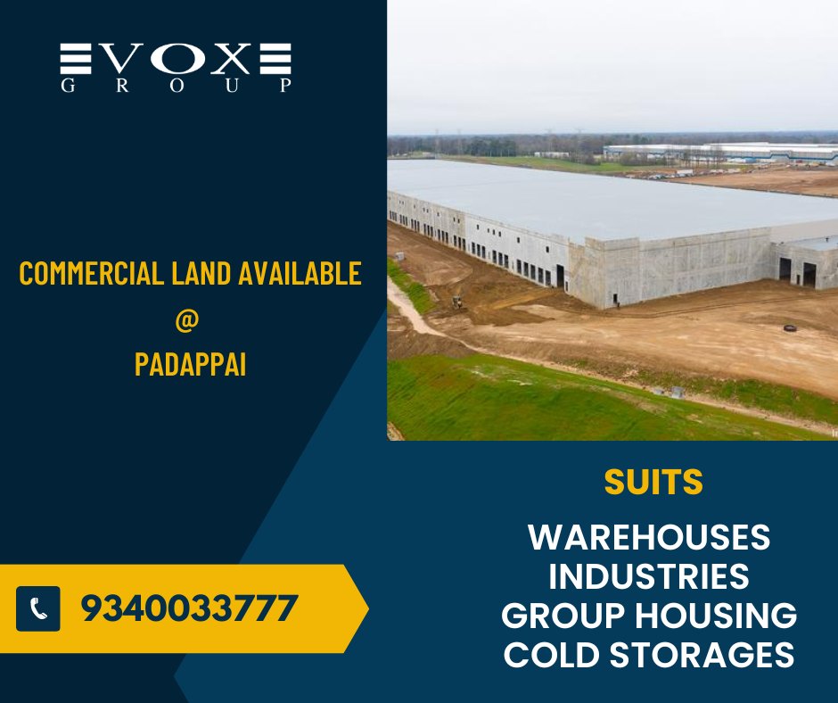 voxgroupindia's tweet photo. Commercial Land For Sale / Lease.
Call ☎ +91 93400 33777 
#Sriperumbudur #industrial #Godown #coldstorage #Sipcot #NH4 #realestate #realestateindia #realestatetamilnadu #RealestateChennai #investment #investinproperty #investing #investors #invest #vox #voxgroup #voxpatnam https://t.co/trBe5nfiqX