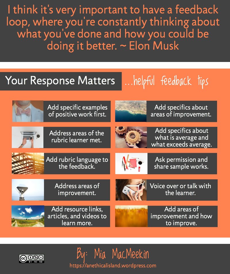 TCEA's tweet photo. Feedback is essential to a student's success but it needs to be useful. Are they asking the right questions and are you responding in a helpful way?

https://t.co/t00lFQy92E via @miamacmeekin
#edchat #teaching #learning #edutwitter https://t.co/cEqXSguNTY