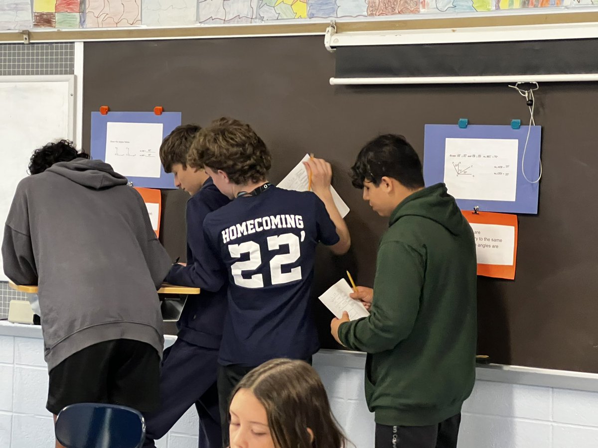 Taramauer's tweet image. Geometry students in Mrs. Xavier’s period 1 class are practicing angle theorems #verticalspaces #studentengagement @OSchoolsPR @DianeProvvido @TeachMitch #OHSMath #ThisIsOSD