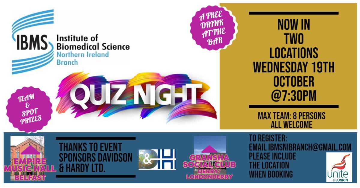 ibmsnibranch's tweet photo. ***Countdown to the IBMS NI branch Quiz***
1 week to go 📖📚🙇🙇‍♂️
Register @ IBMSNIbranch@gmail.com @IBMScience @glen_mcdowell @clairemegarity @shaunaMcAuley6 @DaniByrne90 @unaporter1 @gormcn https://t.co/Kbkb2sVz3C