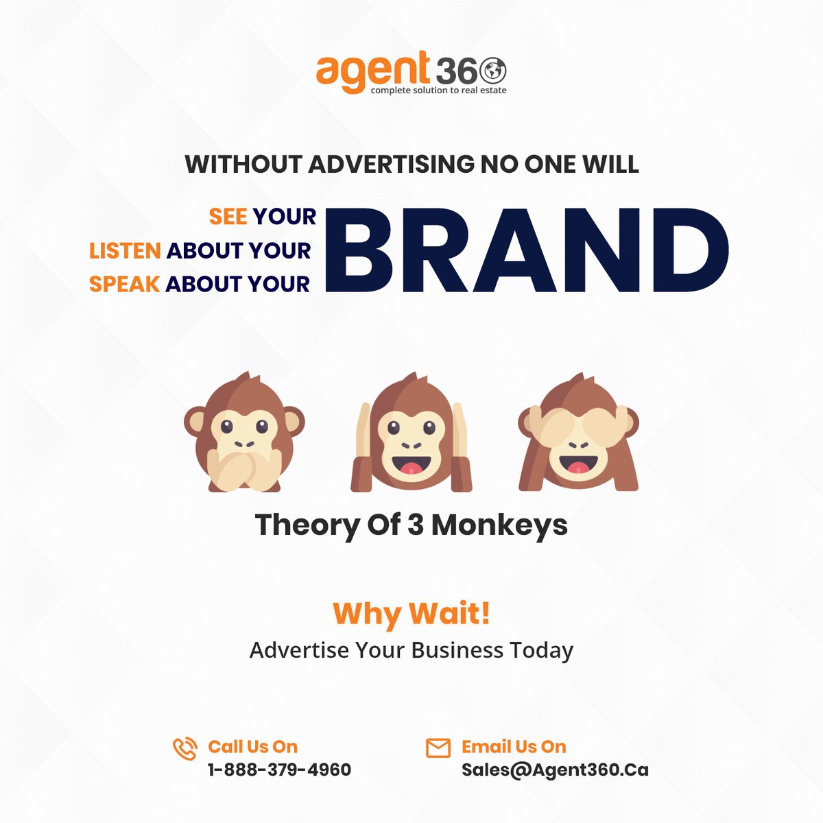 Agent360CA's tweet photo. Theory of 3 Monkeys... !!
Contact us on: Call Now - 1-888-379-4960, sales@agent360.ca
.
.
.
.
#Agent360 #advertising #smo #digitalmarketing #digitalindia #socialmediamarketing #followus #branding #brandingsolution #socialmediaservice #realestateseo #realestatewebsite https://t.co/ibp4wonR9G