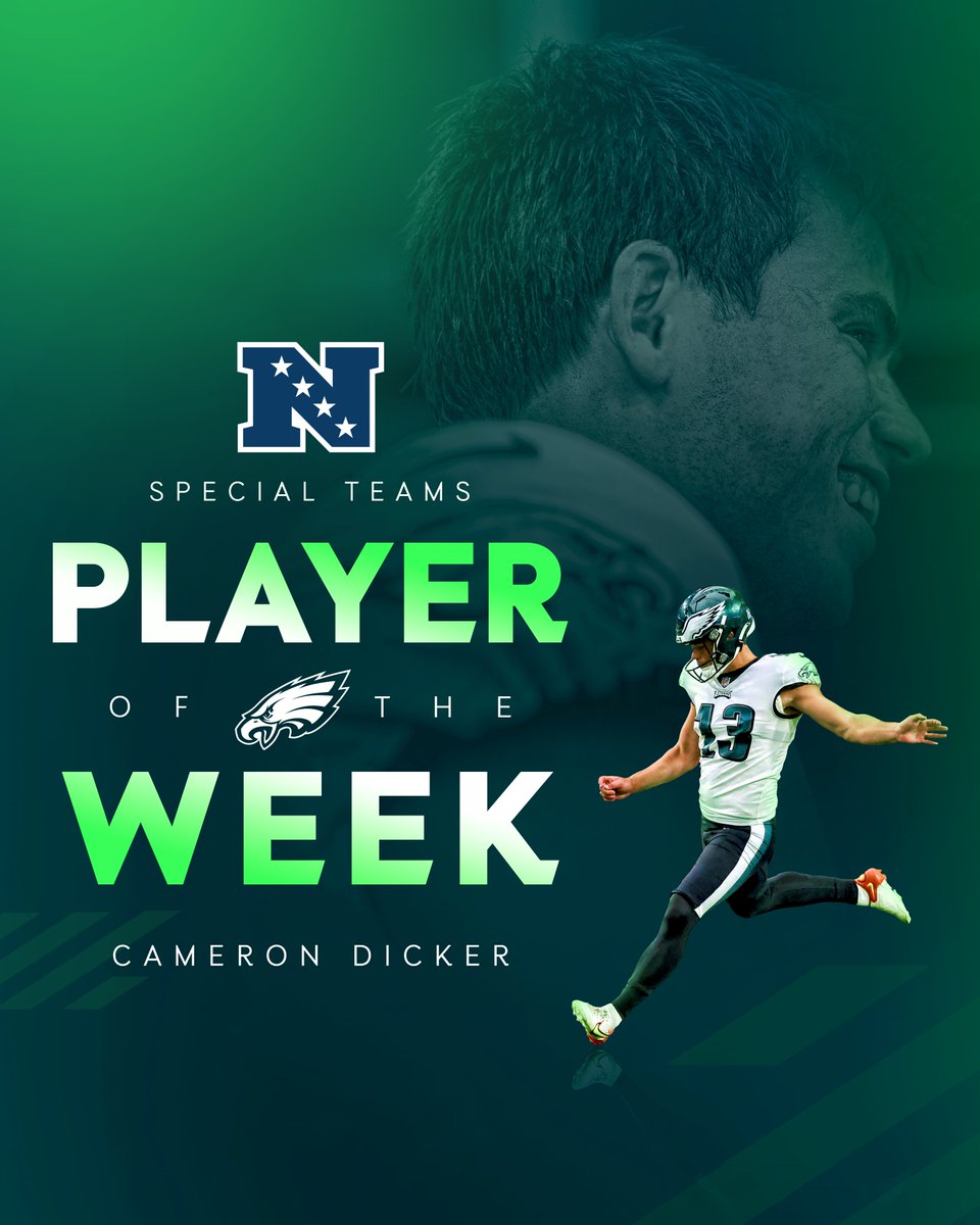 Congratulations to @camerondicker, named NFC Special Teams Player of the Week! #FlyEaglesFly