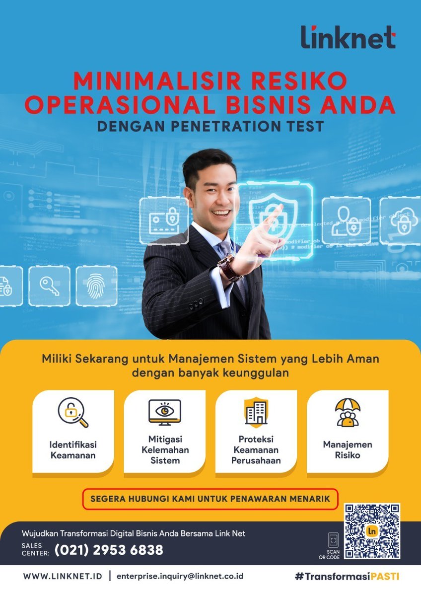 infobdg's tweet photo. Pemberitaan mengenai serangan siber jadi topik hangat di tengah gencarnya transformasi digital dan konektifitas dalam bisnis. Temukan penawaran menarik dari kami spesial untuk Anda:📩 :enterprise.inquiry@linknet.co.id ☎️ : (021)29536838 #YourLeadingTransformationPartner
#LinkNet https://t.co/SGvk1VfyFl
