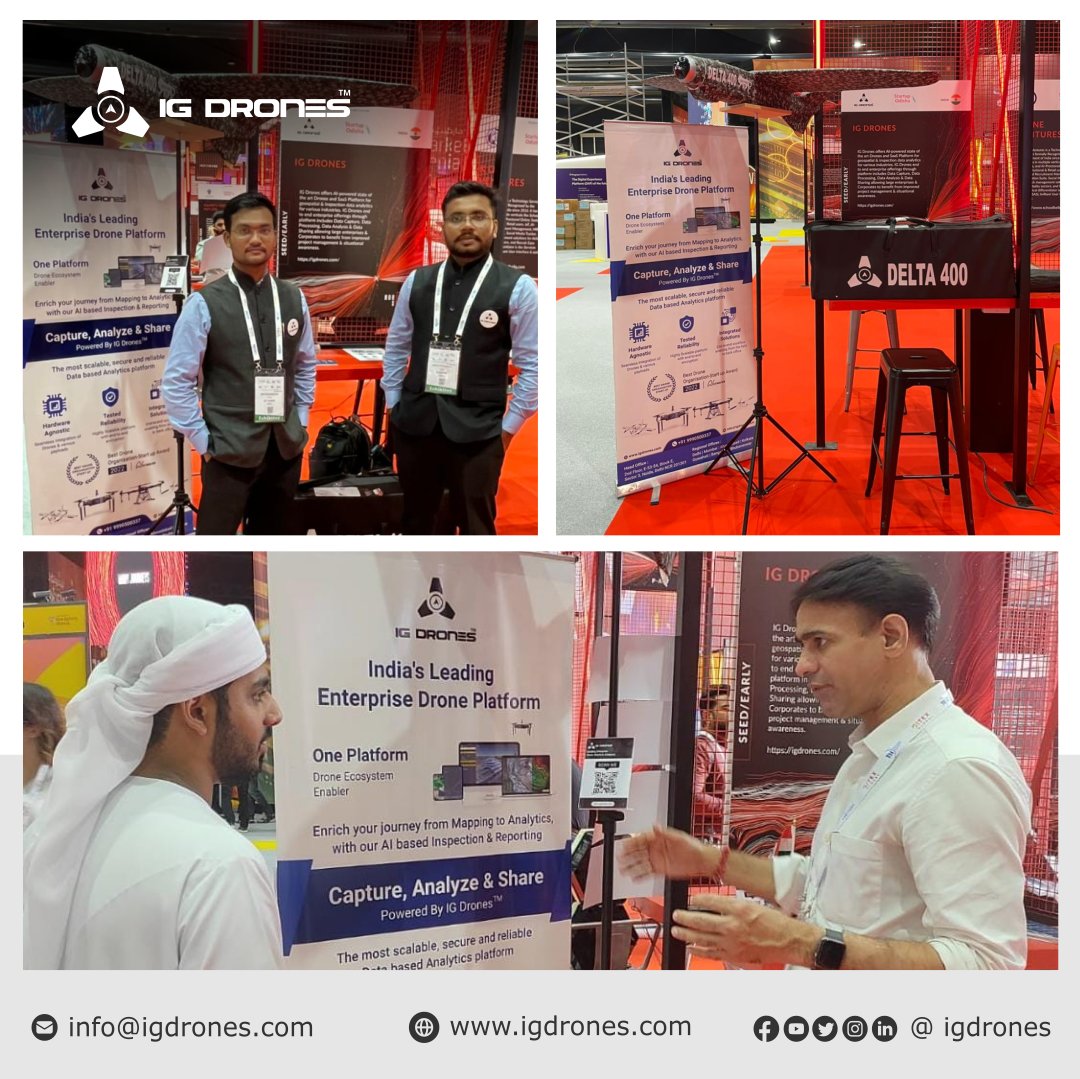 IGDefence's tweet photo. IG Drones  with its high technology Drone showcased in the world's largest tech and the startup event of #dubai  at Giteex Global

Facilitation By - Dr. Omkar Rai Startup India 
 
#igdrone #igdroneindia https://t.co/7SROSRq5KU