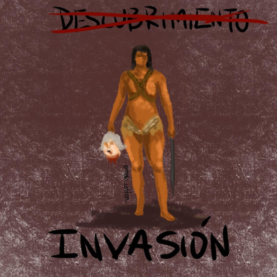 melo_cotton_'s tweet photo. El año pasado este dibujo trajo a mi IG a españoles y españolas lloriqueando e insultándome en comentarios. No está de más recordar y llamar a las cosas como son: no fue descubrimiento, fue INVASIÓN Y GENOCIDIO.
#DíaDeLaResistenciaIndígena
Que cagues fuego por la eternidad, Colón https://t.co/YWtdbblsiF