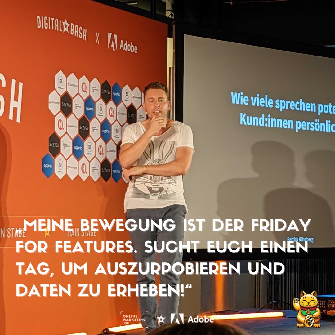 digital_bash's tweet photo. Der digitale Architekt @pktweets erklärt den Freitag zum Tag der Features. Probiert aus und seid 20 Prozent besser als zuvor, dann seid ihr vielleicht auch schon 20 Prozent besser als die Konkurrenz. 

Spannende Insights von unserem Digital Bash-Dauerbrenner. 
#digitalbash https://t.co/hbuIAgzLqe