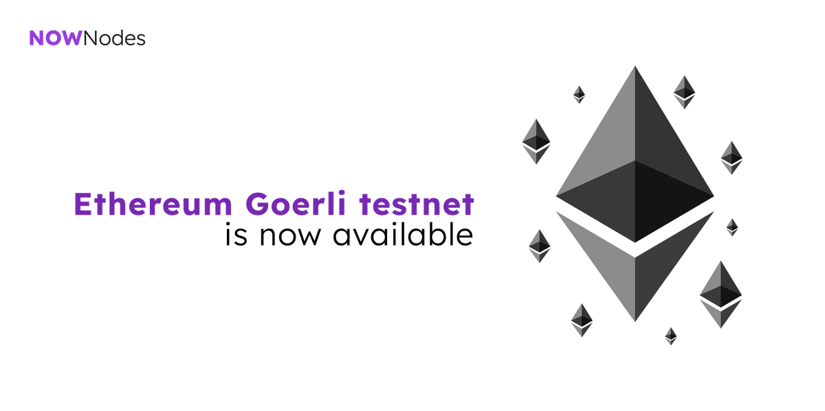 Hi, #web3 devs🙌 Want to announce #Ethereum #Goerli testnet is available on @NOWNodes! Goerli is a #PoA testnet used by devs to test their #dApps 4 security risks & bugs before launching on the #ETH mainnet. Dive in to build on Goerli via a free API⬇️ nownodes.io/nodes/ethereum…