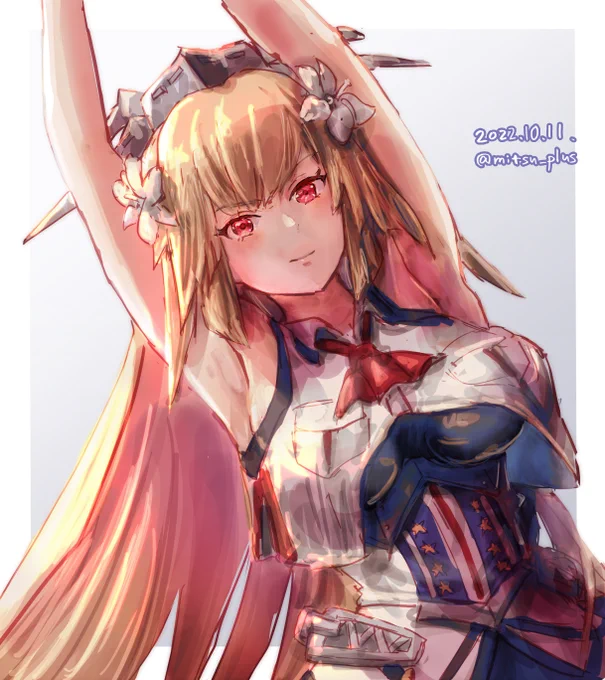 昨夜のブルックリン絵、改めて見ると少し手を入れたくなってきたのでレタッチして再アップ。#艦これ 