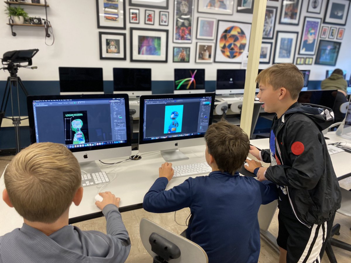 Millbrookmsart's tweet photo. Art 6 using @adobe photoshop to create a digital self portrait! @Photoshop #digitalart #graphicdesign #k12artchat @apple @Millbrookmsart @MMSBlazers https://t.co/3DnbjU2vrE