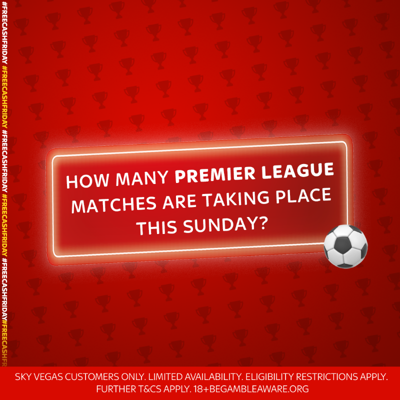 skyvegas's tweet photo. #FreeCashFriday! 🏆
Full T&amp;Cs below ⬇️ 

Tell us the answer for the chance to win £50 🤑