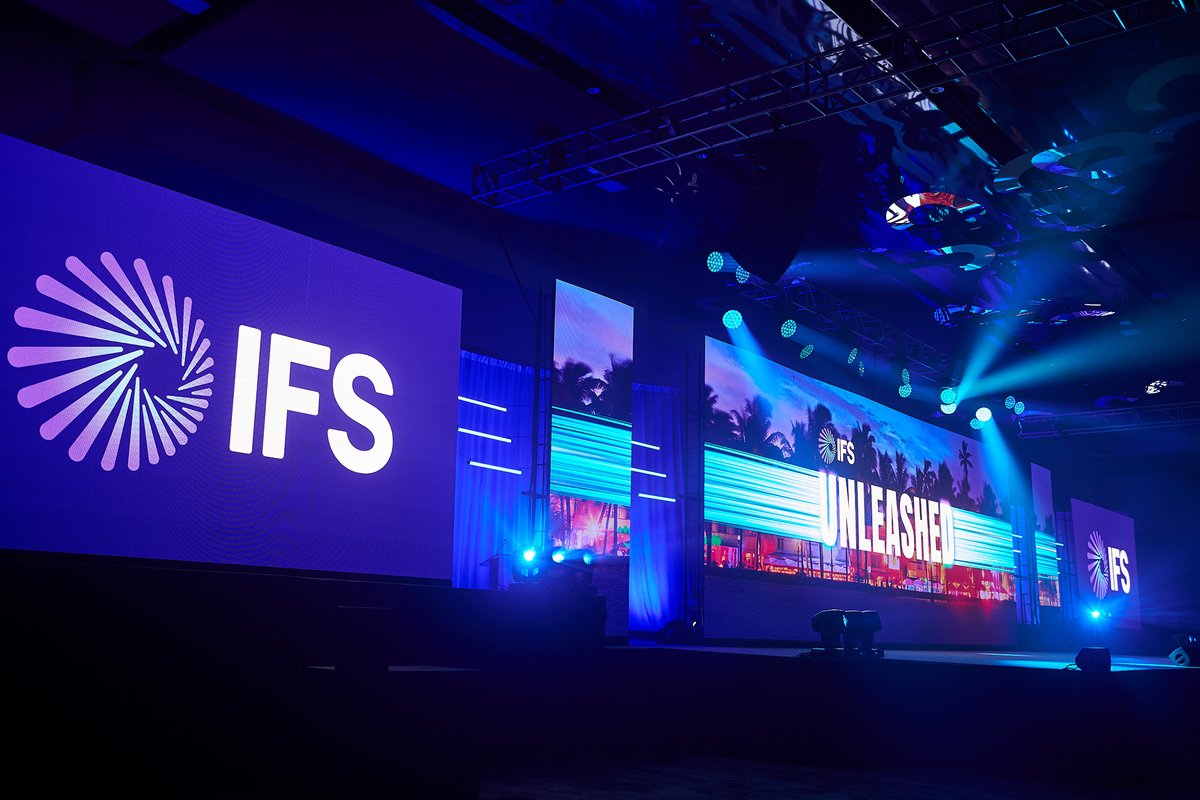Tom_IFS's tweet photo. Sharing highlights from the first days sessions at #IFSunleashed!

CEO @DarrenRoos kicked off the morning's keynote, @WorldBizBuz showcased the capabilities of the latest version of #IFSCloud.

@rwang0 shared his PoV on the latest industry trends and predictions. https://t.co/QMFHz6Y2kp