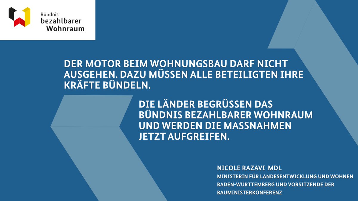 Der Motor beim Wohnungsbau darf nicht ausgehen. Dazu müssen alle Beteiligten ihre Kräfte bündeln. Die Länder begrüßen das #BündnisBezahlbarerWohnraum und werden die Maßnahmen jetzt aufgreifen. <a href="/BMWSB_Bund/">Bundesbauministerium</a> <a href="/klara_geywitz/">Klara Geywitz</a> #bauministerkonferenz