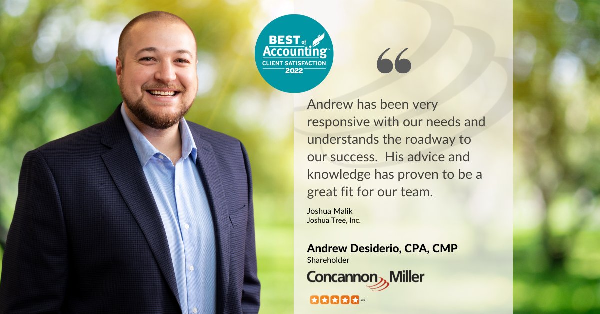 ConcannonCPA's tweet photo. "Andrew has been very responsive with our needs and understands the roadway to our success." #ClientTestimonial #BestofAccounting https://t.co/XOGbAi0WdD