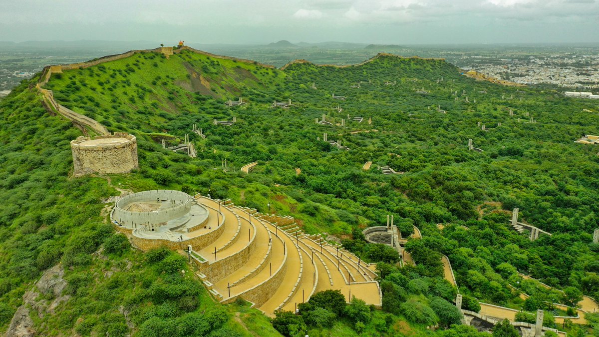 From the Sun Point, you can not only watch the sun rise, and watch it set, but you can also look over the entire city of Bhuj, along with the many recharge reservoirs piercing into the fabric of the hill.

Come experience the wonders of the Smritivan Earthquake Museum &amp; Memorial.