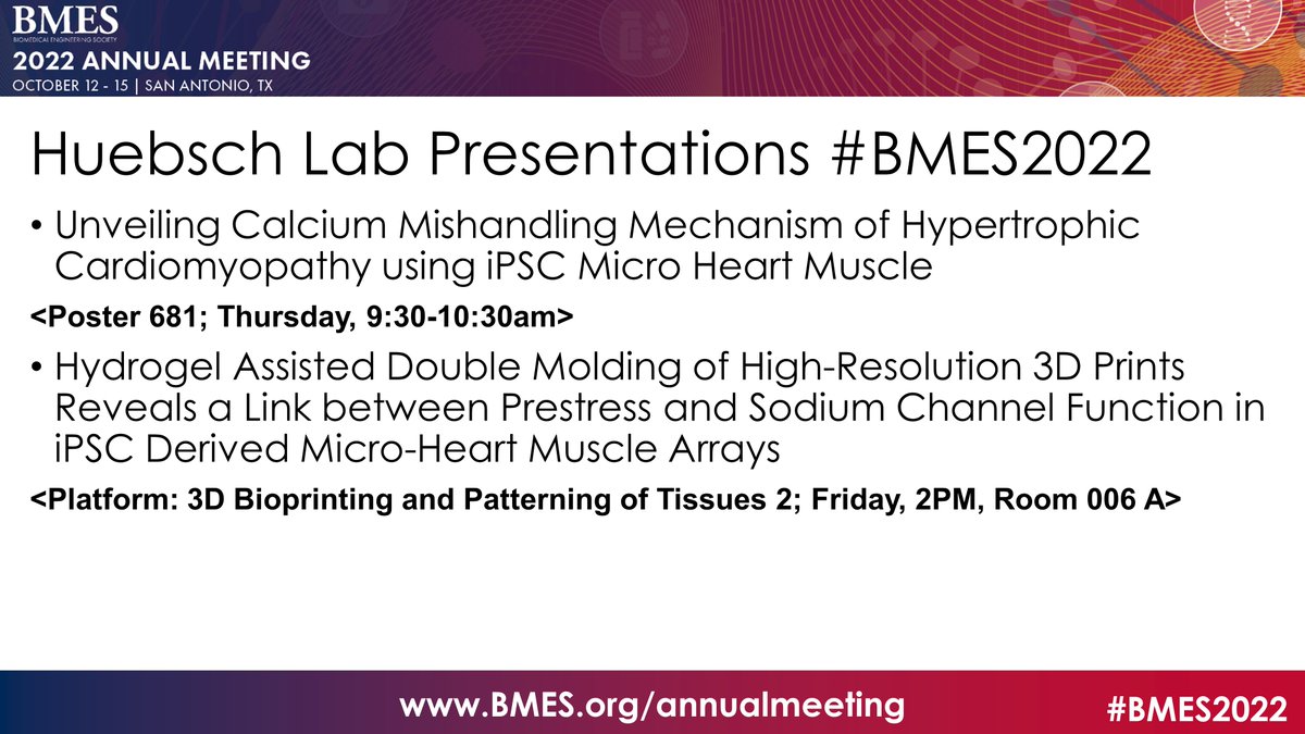 Heading to San Antonio for BMES to share a couple of our latest projects in cardiac tissue engineering to study inherited diseases.