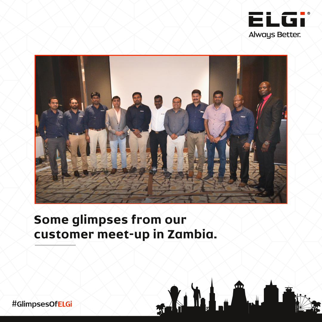 ELGiAir's tweet photo. ELGi and FINECOP ZAMBIA LTD, ELGi's distributor in Zambia, organised a meetup for customers from various industries. Ponmani Kannan, Dy Manager, International Division & the Finecop team, presented ELGi's aftermarket services, aircompressors and related products.
#CustomerMeetUp https://t.co/rActQKk7z3