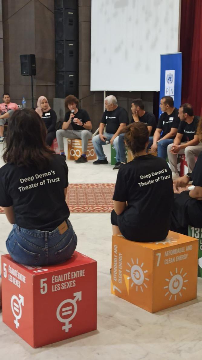 UNDPinTunisia's tweet image. Where classical means of #socialization struggle, theatre provided @UNDP 🇹🇳 with a powerful tool to present insights from the #deepdemo and initiate meaningful reflections about #trust. Powered by the @UNDPAccLabs